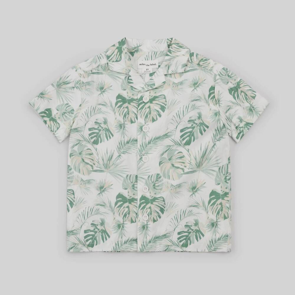 NEW MILES BABY boys short sleeve shirt in palm fronds